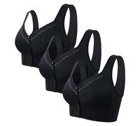 Sujetador de cierre delantero mujer sujetador deportivo acolchado BH entrenamiento para fitness correr correr sujetador ropa interior push up apertura frontal suave 2026 soporte garganta, Bk1, 56