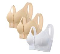 Sujetador de cierre delantero mujer sujetador deportivo acolchado BH entrenamiento para fitness correr correr sujetador ropa interior push up apertura frontal suave 2026 soporte garganta, Wh3, 56