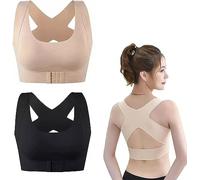 Sujetador De Cobertura Total Y Realce Para Mujer Bralette Push Up Sin Costuras Con Relleno Ropa Interior Moldeadora De Corrección De Postura Cruzada En La Espalda ( Color : Black+beige , Size : M )