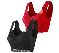 Sujetador de encaje de piezas de talla grande para mujer, ropa interior bralette crop top sexy para mujer, sujetador de tubo grande, sujetador push-up, sujetador con cordones, multicolor, M