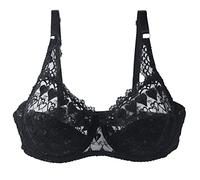 Sujetador de encaje sin costuras para mujer, sujetador sin aros, sujetador minimizador para mujer, sujetador cómodo con sujeción fuerte, lencería sexy con aros, lencería sexy para mujer, Negro , 110D