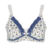 Sujetador de Lactancia para Mujer,Hebilla de pre-Apertura Frontal Encaje de algodón sin Alambre Antideslizante Lactancia Materna Sujetadores para Dormir para Lactancia Mujeres Embarazadas(36/80-Azul)