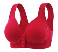 Sujetador de maternidad de algodón para mujer sujetador deportivo sin hilos de belleza Bralettes Soporte alto sujetadores confort sin sujetador con armaduras Body con soporte de garganta, rojo