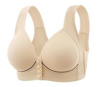 Sujetador de maternidad de algodón para mujer sujetador deportivo sin hilos de belleza Bralettes Soporte alto sujetadores confort sin sujetador con armaduras Body con soporte de garganta, beige