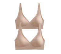 Sujetador de Mujer 2 Piezas de Sujetador sin Costuras for Mujer, Ropa Interior inalámbrica, Suave Acolchado, lencería íntima Femenina Push up, Dormir para Diario(XXL,Beige-Beige_One Size)
