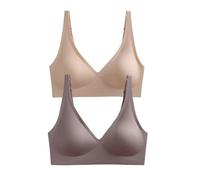 Sujetador de Mujer 2 Piezas de Sujetador sin Costuras for Mujer, Ropa Interior inalámbrica, Suave Acolchado, lencería íntima Femenina Push up, Dormir para Diario(XXL,Beige-Purple_One Size)