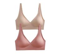 Sujetador de Mujer 2 Piezas de Sujetador sin Costuras for Mujer, Ropa Interior inalámbrica, Suave Acolchado, lencería íntima Femenina Push up, Dormir para Diario(XXL,Beige-Pink_One Size)
