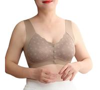 Sujetador de mujer sujetador cuencos cómodo aros fresco sujetador de verano ropa interior estilo camiseta de tirantes para mujeres medianas ancianas mujeres sin costuras acero sin bordes, caqui, XXL