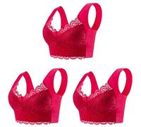 Sujetador de Mujer Sujetador de Encaje sin Costuras Seda Hielo 3 Piezas, Ropa Interior Soporte Superior aro Acero, cómodo, Talla Grande, Bralette Tipo Chaleco para Diario(L (50-60kg),Grey)