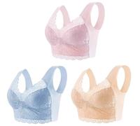 Sujetador de Mujer Sujetador de Encaje sin Costuras Seda Hielo 3 Piezas, Ropa Interior Soporte Superior aro Acero, cómodo, Talla Grande, Bralette Tipo Chaleco para Diario(4XL (90-100kg),Dark Grey)