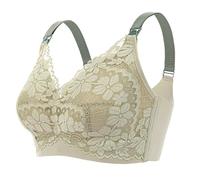 Sujetador de mujer Sujetadores de maternidad encaje fino, sin aros, for lactancia, ropa embarazo, evita la flacidez, transpirables for mujeres que amamantan para el día a día(46(105DE),Deep Green)