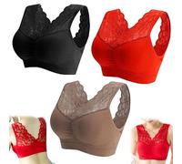 Sujetador de Pechos Anti-flacidez Transpirable,Sujetador de Aire Fresco y Transpirable,Sujetador Deportivo Acogedor de Encaje Sexy para Dama (Large(65-95KG),3pcs/D)