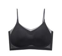 Sujetador De Seda De Hielo Ultra Fino - Levantador Transpirable Sin Costuras Para Mujer Tallas Grandes Confort Verano Invisible Malla Fresca Sin Alambres Push Up (XL,negro)