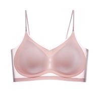 Sujetador De Seda De Hielo Ultra Fino - Levantador Transpirable Sin Costuras Para Mujer Tallas Grandes Confort Verano Invisible Malla Fresca Sin Alambres Push Up (XL,rosa)