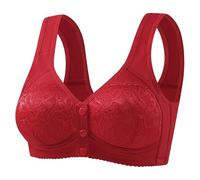 Sujetador de verano desechable para madres de mediana edad y anciana, gorro con hebilla frontal sin anillo, camiseta de gran pecho, ropa interior cómoda y transparente, talla grande, rojo, 36