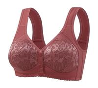 Sujetador de verano desechable para madres de mediana edad y anciana, gorro con hebilla frontal sin anillo, camiseta de gran pecho, ropa interior cómoda y transparente, talla grande, vino., 44