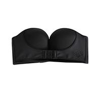 Sujetador de vestir sin tirantes de color sólido para mujer, sin bordes, copa F, barra deportiva para mujer, Negro, 95F