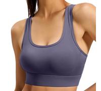 Sujetador de yoga de cintura baja con tirantes traseros para mayor comodidad, diseño de carrera con aros para gimnasio, entrenamiento, transpirable, absorbe la humedad, sin costuras, ideal para