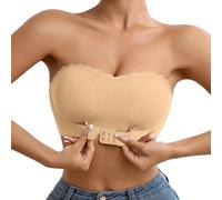 Sujetador delantero con cierre deportivo, borde ondulado, fino, transpirable, antideslizante, soporte lateral, sin acolchado, sujetador sin tirantes con cierre frontal para mujer, 06#_Rose Gold, S