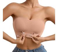 Sujetador delantero con cierre deportivo, borde ondulado, fino, transpirable, antideslizante, soporte lateral, sin acolchado, sujetador sin tirantes con cierre frontal para mujer, 05#_rosa, M
