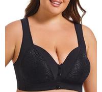 Sujetador deportivo acolchado con cierre frontal para mujer, conjunto de sujetadores deportivos con un hombro descubierto, Negro, S