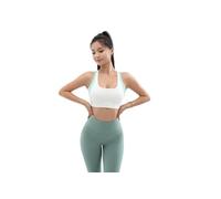 Sujetador Deportivo Alto Impacto Traje de Yoga una Pieza, Alta Resistencia, a Prueba Golpes, for Correr, Fitness, Espalda Cruzada, Talla Grande(White,M)