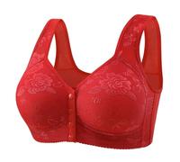 Sujetador deportivo con cierre frontal, cómodo, transpirable, talla grande, para uso diario, sin aros, soporte completo, para mujer, talla S, rosso, L