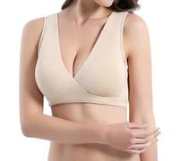 Sujetador deportivo de compresión para mujer, color liso, para mujer, beige, M