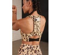 Sujetador deportivo de medio impacto On-the-Go Fabletics Desert Leopard Womens XXS