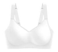 Sujetador deportivo informal y moderno para mujer, con diseño delgado y pecho grande y pequeñas partes colgantes, incluyendo reducción de senos sin marcas ni anillos de acero, Blanco, 3XL