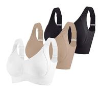 Sujetador Deportivo Mujer Ofertas,3 Pack Sujetador Sin Aros Push Up Cuello V Bralette Básicos Sin Costuras Comodos Sostenes de Mujer con Relleno Suaves Elástico SostéN Cómodo Transpirable Sports Bra