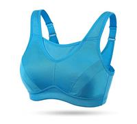 Sujetador Deportivo Mujer Shock Absorber Alto Impacto sin Aros Cómodo Sujetador Talla Grande (Azul,105C)