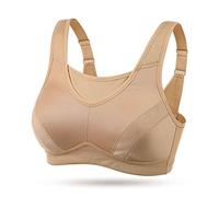 Sujetador Deportivo Mujer Shock Absorber Alto Impacto sin Aros Cómodo Sujetador Talla Grande (Desnudo,90E)