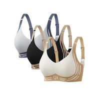 Sujetador Deportivo Mujer Sujetador sin Aros con Relleno Básico Bandolera Ajustable Comodos Sujetadores Deportivos Mujer Push Up Suaves Elástico Transpirable Pack 3