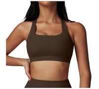 Sujetador Deportivo Mujer Top de Yoga con Almohadilla Desmontable Doble Capa Cuello Redondo Ideal para Gimnasio Entrenamiento y Estiramiento Disponible en Tallas Variadas Color Negr (Coffee, XL)