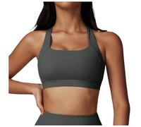 Sujetador Deportivo Mujer Top de Yoga con Almohadilla Desmontable Doble Capa Cuello Redondo Ideal para Gimnasio Entrenamiento y Estiramiento Disponible en Tallas Variadas Color Negr (Grey, M)
