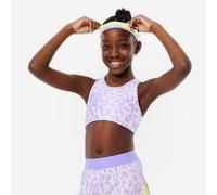 Sujetador Deportivo Niña Estampado Leopardo Violeta Claro-Amarillo Flúor Transp. 123-130cm 7-8A