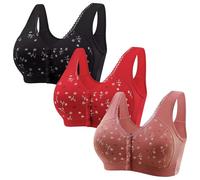 Sujetador deportivo para mujer con cierre frontal, 3 piezas, sin aros, con tirantes anchos, sin aros, sin costuras, sujetador deportivo, pechos grandes para tallas grandes, c, 6XL