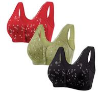 Sujetador deportivo para mujer con cierre frontal, 3 piezas, sin aros, con tirantes anchos, sin aros, sin costuras, sujetador deportivo, pechos grandes para tallas grandes, F, XL