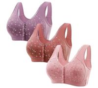 Sujetador deportivo para mujer con cierre frontal, 3 piezas, sin aros, con tirantes anchos, sin aros, sin costuras, sujetador deportivo, pechos grandes para tallas grandes, H, 4XL