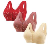 Sujetador deportivo para mujer con cierre frontal, 3 piezas, sin aros, con tirantes anchos, sin aros, sin costuras, sujetador deportivo, pechos grandes para tallas grandes, b, M