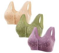 Sujetador deportivo para mujer con cierre frontal, 3 piezas, sin aros, con tirantes anchos, sin aros, sin costuras, sujetador deportivo, pechos grandes para tallas grandes, G, XXL