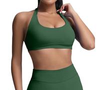 Sujetador deportivo para mujer con efecto push-up, sujetador sin costuras con efecto push-up, sujetador acolchado para yoga y fitness, sin costuras..., Verde claro., L