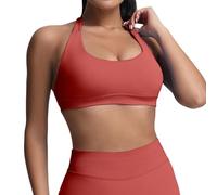 Sujetador deportivo para mujer con efecto push-up, sujetador sin costuras con efecto push-up, sujetador acolchado para yoga y fitness, sin costuras..., Rosa claro., L