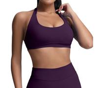Sujetador deportivo para mujer con efecto push-up, sujetador sin costuras con efecto push-up, sujetador acolchado para yoga y fitness, sin costuras..., Color morado oscuro., XL