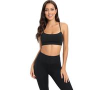 Sujetador deportivo para mujer, espalda en Y, espalda cruzada, espalda cruzada, baja sujeción, tirantes delgados, sujetador de entrenamiento de yoga, Negro , XL