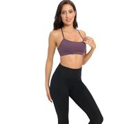 Sujetador deportivo para mujer, espalda en Y, espalda cruzada, espalda cruzada, baja sujeción, tirantes delgados, sujetador de entrenamiento de yoga, morado, XL