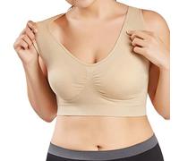 Sujetador Deportivo para Mujer SHOBDW 2019 Nuevo Cómodo Color Sólido Cuello en V Tank Tops Blusa Camisole Camisetas Mujer Tirantes Deporte Bra Tallas Grandes S-6XL(Beige,5XL)