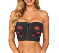Sujetador deportivo para mujer, sin armadura, sin tirantes de verano, con botones en la parte delantera y estampado floral de labios sin tirantes sin tirantes sin tirantes para hermosos días y noches