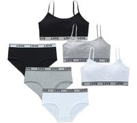 Sujetador deportivo para niñas con inserciones extraíbles/inserciones extraíbles cómodo con espalda en U antideslizante escuela para niñas 12-16 años, Estilos A-6packs, 30-34A